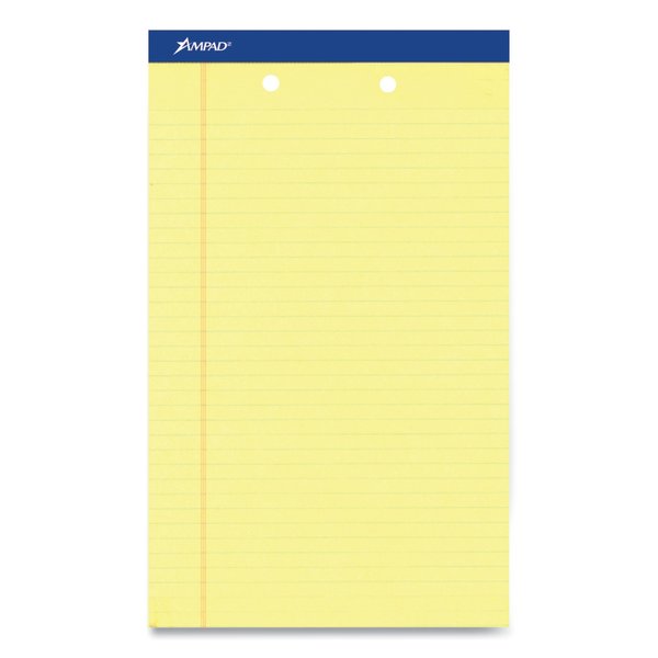 Ampad Perforated Writing Pads, Wide/Legal Rule, 50 Canary-Yellow 8.5 x 14 Sheets, 12PK 20-233